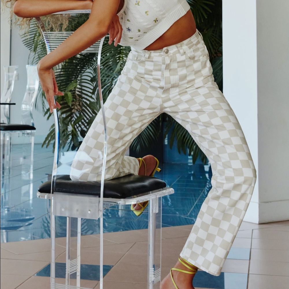 Glassons Checkerboard Print Jeans
